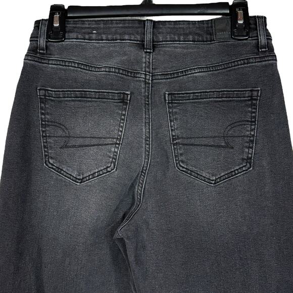 American Eagle SZ 4 Mom Jeans High-Rise Stretch Zip-Fly Pockets Gray Wash - Picture 5 of 11